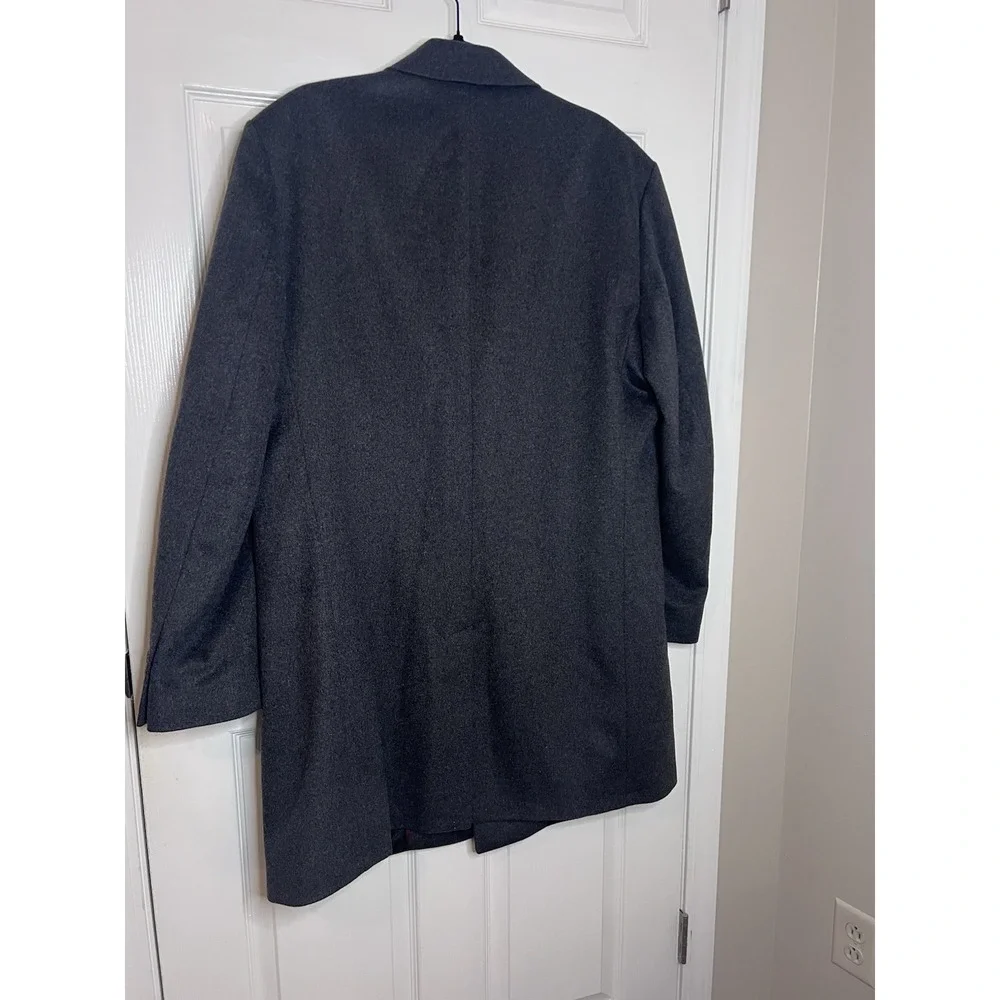 Pronto Uomo Long Overcoat Men's‎ 46R Grey Wool Single Breasted